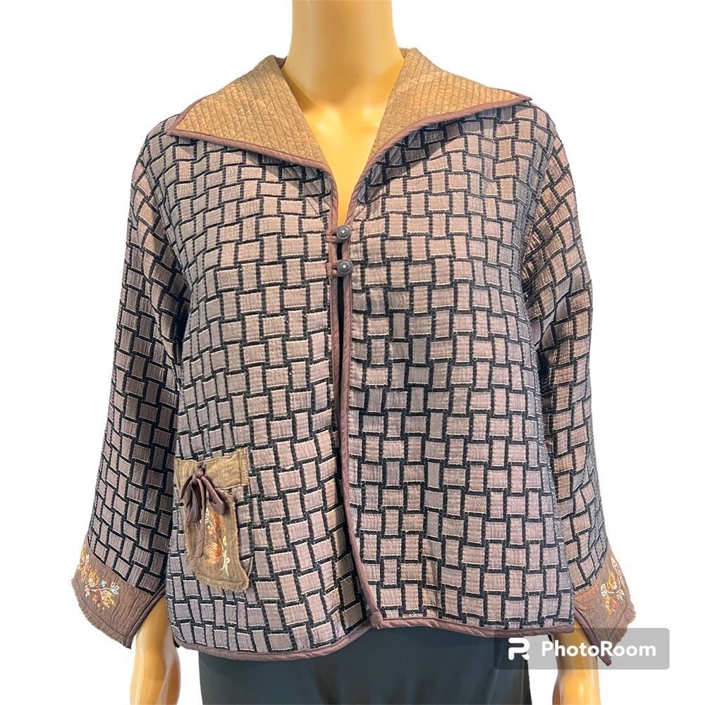 Exotic Designer Art To Wear Exquisite Asian Style Vintage Overcoat Jacket Size S